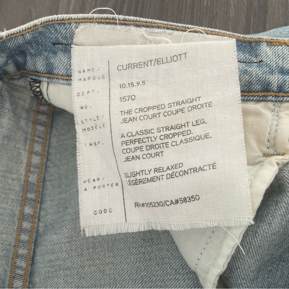 Current/Elliott The Cropped Straight Mid Rise Light Blue Jeans - Picture 10 of 14